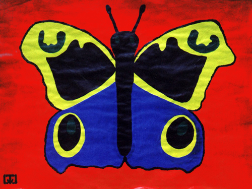 Vlinder - rode achtergrond